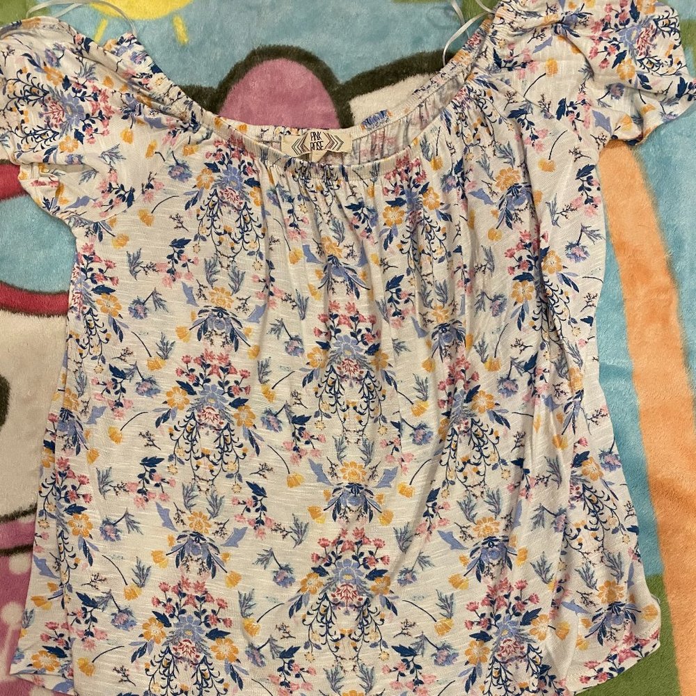 pink rose off the shoulder top